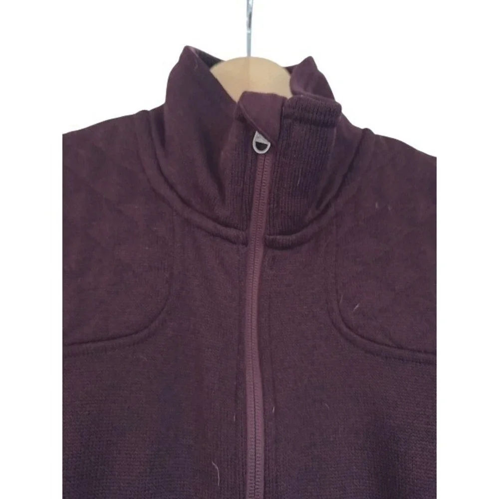 Eddie Bauer Burgundy Quilted Neck Zip Up Fleece Jacket Womens‎ - XS